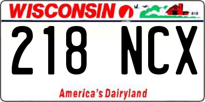WI license plate 218NCX