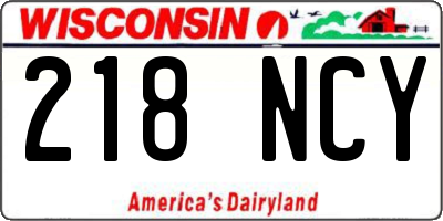WI license plate 218NCY