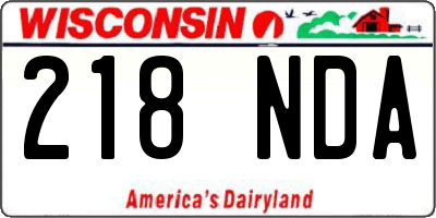 WI license plate 218NDA