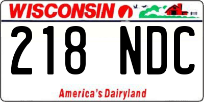 WI license plate 218NDC