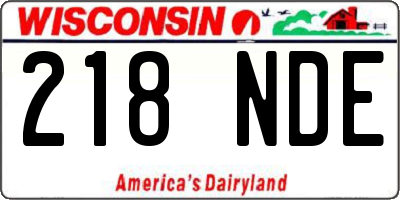 WI license plate 218NDE