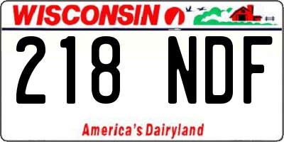 WI license plate 218NDF