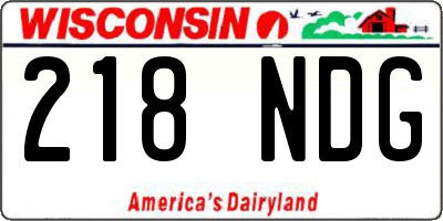 WI license plate 218NDG