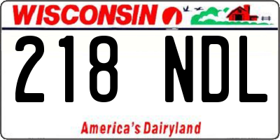 WI license plate 218NDL