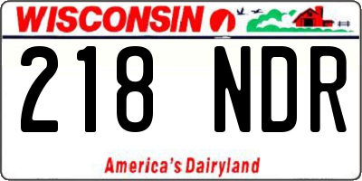WI license plate 218NDR