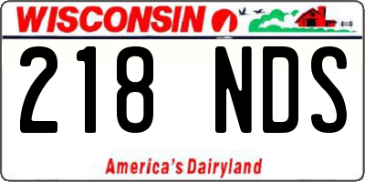WI license plate 218NDS