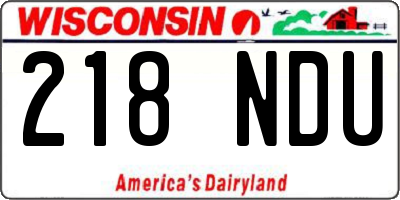 WI license plate 218NDU