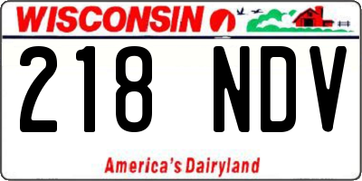 WI license plate 218NDV