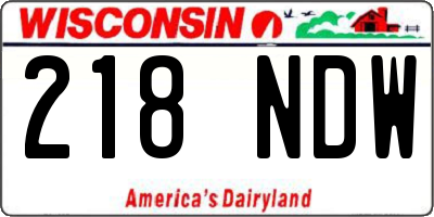 WI license plate 218NDW