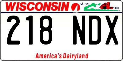 WI license plate 218NDX