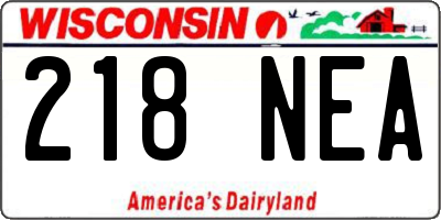 WI license plate 218NEA
