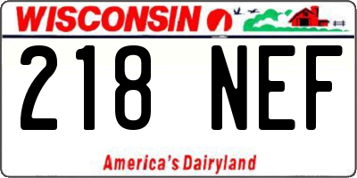 WI license plate 218NEF
