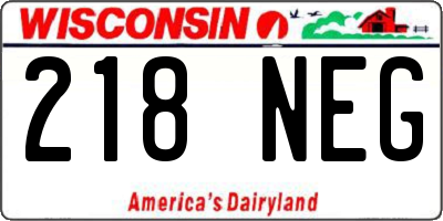 WI license plate 218NEG