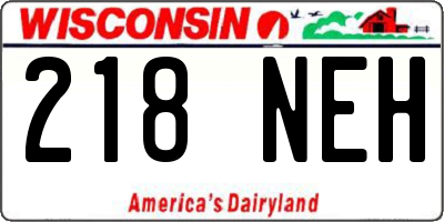 WI license plate 218NEH