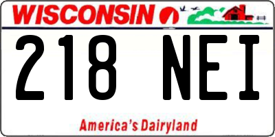 WI license plate 218NEI