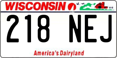 WI license plate 218NEJ