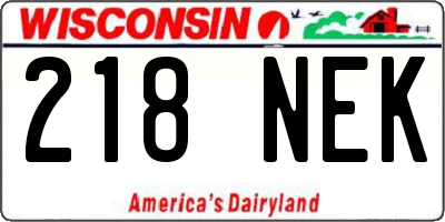 WI license plate 218NEK