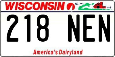WI license plate 218NEN