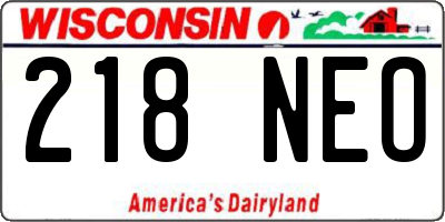 WI license plate 218NEO