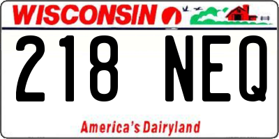 WI license plate 218NEQ