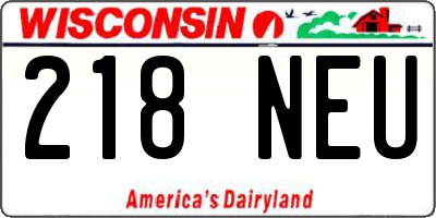 WI license plate 218NEU