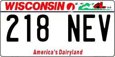 WI license plate 218NEV
