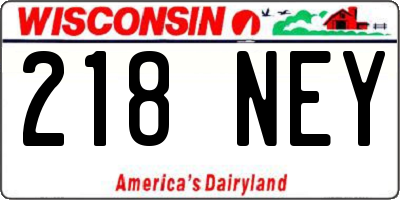 WI license plate 218NEY