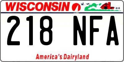 WI license plate 218NFA