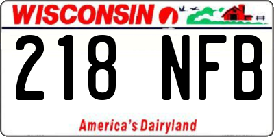 WI license plate 218NFB