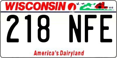 WI license plate 218NFE