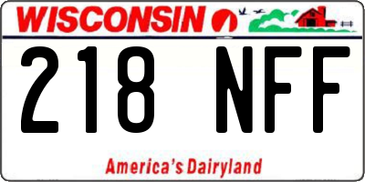 WI license plate 218NFF