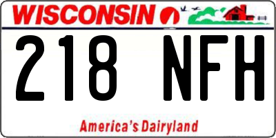 WI license plate 218NFH