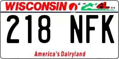 WI license plate 218NFK