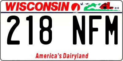 WI license plate 218NFM