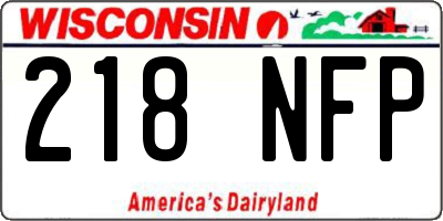 WI license plate 218NFP