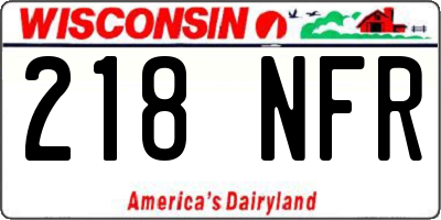 WI license plate 218NFR