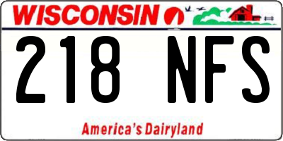 WI license plate 218NFS