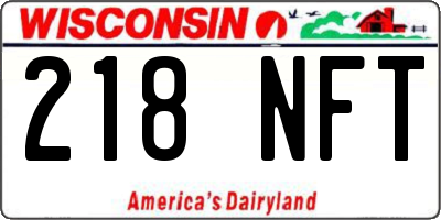 WI license plate 218NFT