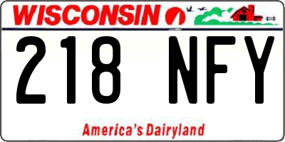 WI license plate 218NFY