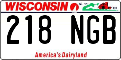 WI license plate 218NGB