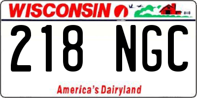 WI license plate 218NGC