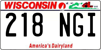 WI license plate 218NGI