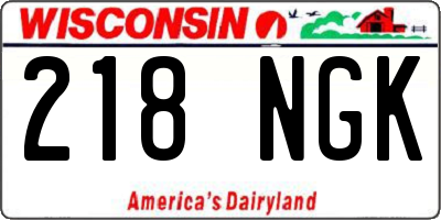 WI license plate 218NGK