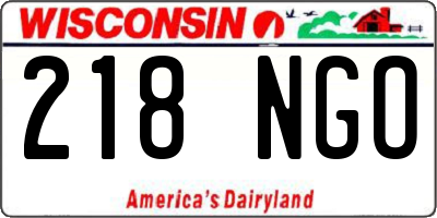 WI license plate 218NGO