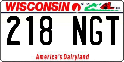 WI license plate 218NGT