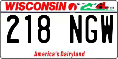 WI license plate 218NGW