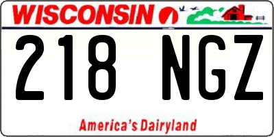 WI license plate 218NGZ