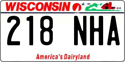 WI license plate 218NHA