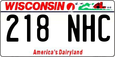 WI license plate 218NHC