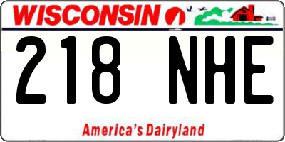 WI license plate 218NHE